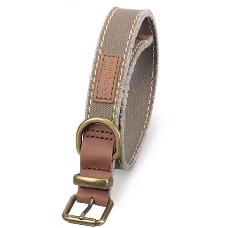 puppytie 帆布項圈 卡其駝 貓項圈 狗項圈(復古設計|耐磨堅固)