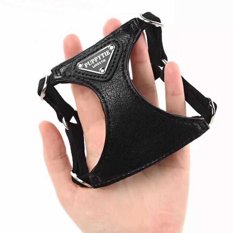 puppytie 胸背+牽繩組 三角標 黑色騎士 (防止暴衝|穿戴方便)