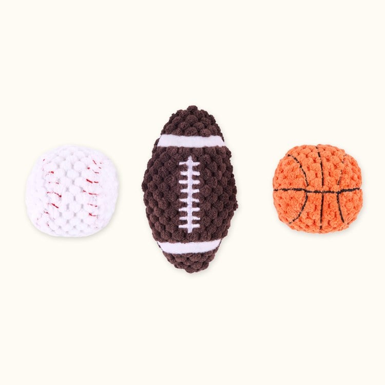 ZippyPaws 小小運動員 迷你足球&籃球&棒球 啾啾聲 狗玩具 寵物玩具