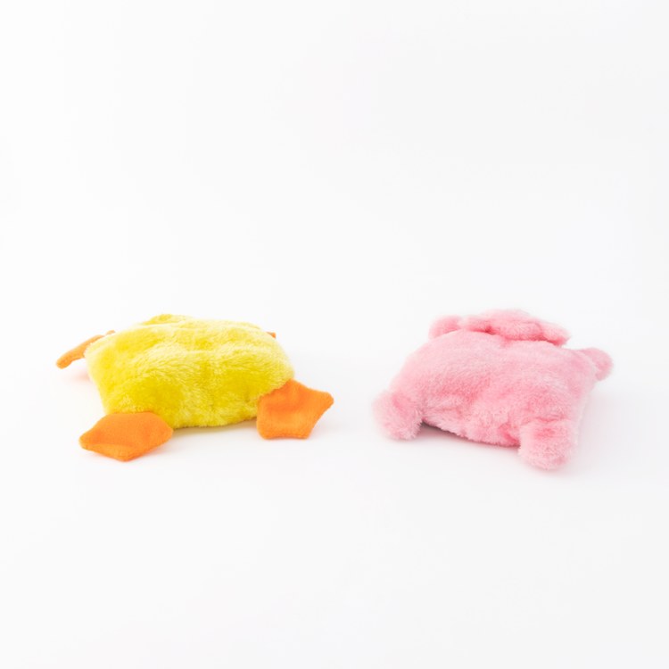 ZippyPaws 小鴨&小豬 扁扁家族(二入) 寵物玩具