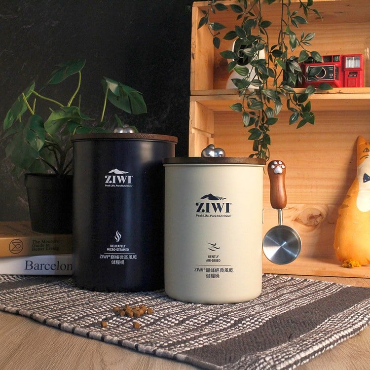 ZIWI巔峰 北美胡桃木飼料桶 深藍 (飼料保存|不鏽鋼飼料桶)