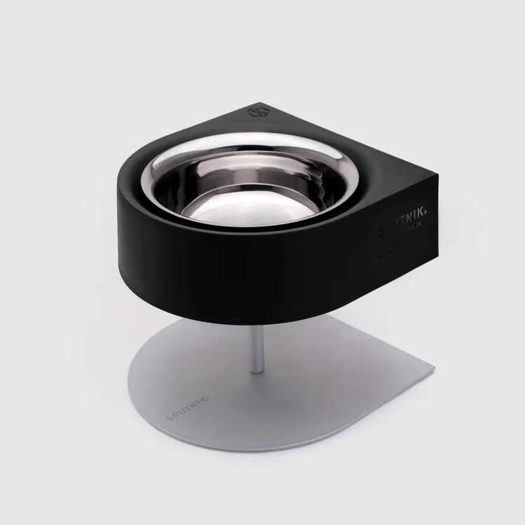 SPUTNIK 可調式寵物防蟻碗架組 黑色(飼料碗|水碗)