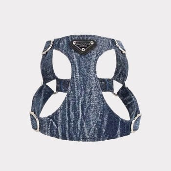 puppytie 胸背+牽繩組 牛仔三角標 水洗牛仔藍 (防止暴衝|穿戴方便)